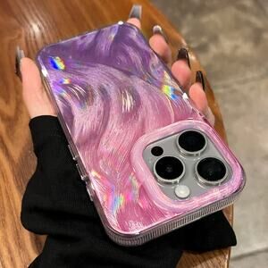iPhone 15 Pro Pink Purple Luxury Laser Colorful‎ Gradient Aurora Case